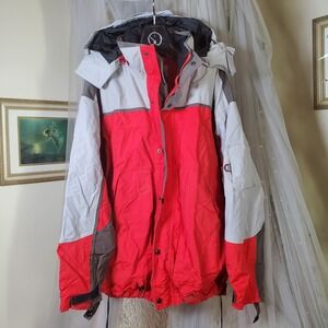 POLAR‎ EDGE Men's Jacket Ski Coat Full Zip Hood Removal Liner XL Red Gorpcore